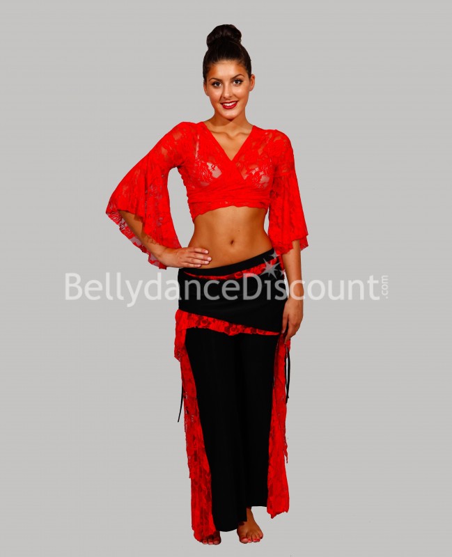 Conjunto rojo en encaje para las clases de baile