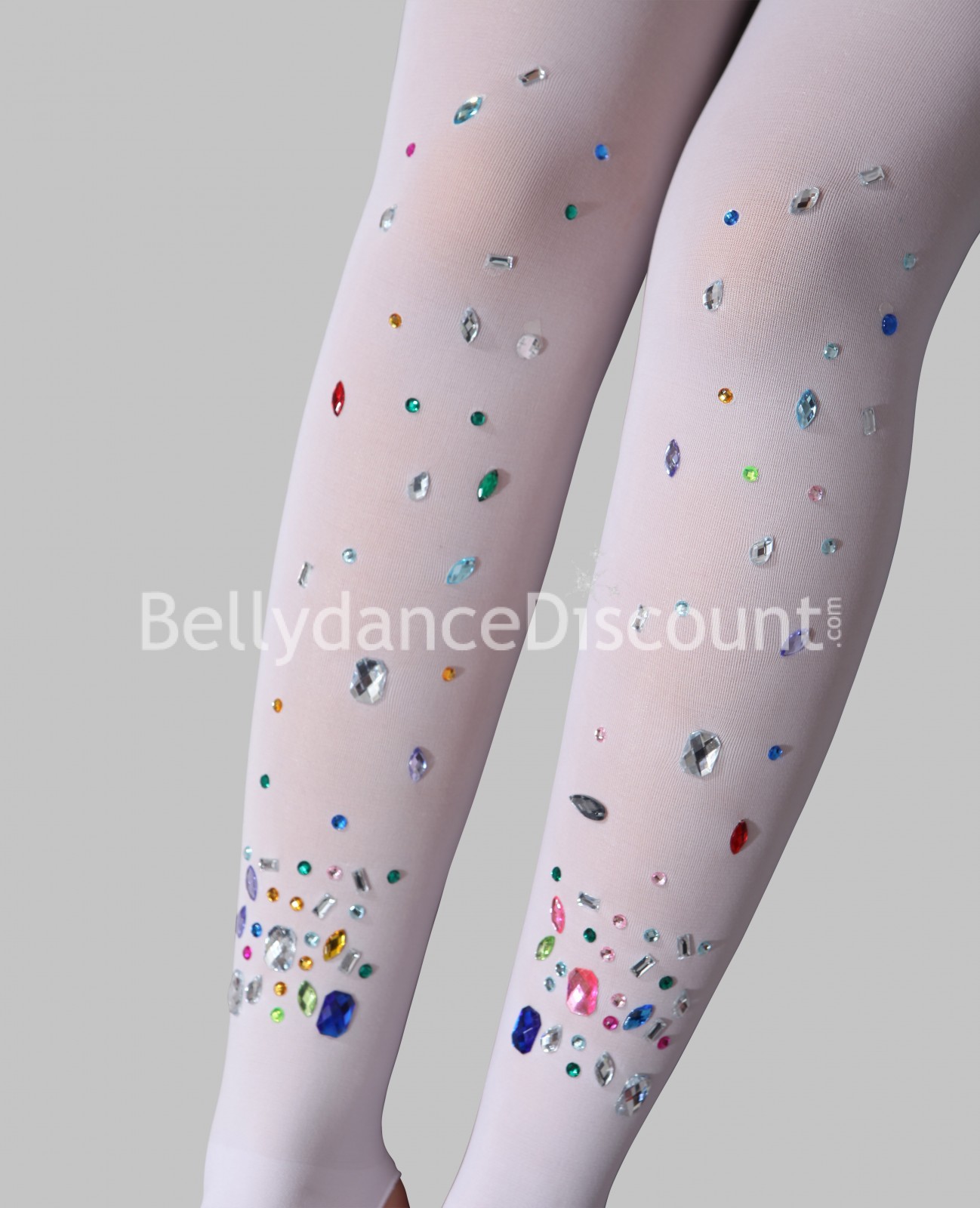 Leggings di danza del ventre con strass bianchi Leggings di danza del ventre con strass bianchi