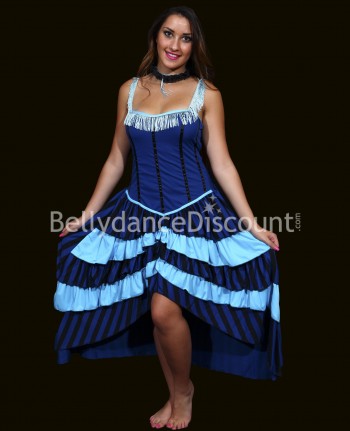 Vestido azul oscuro para danza cabaret burlesque