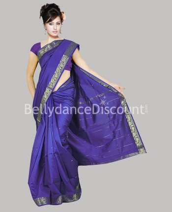 Sari de danse indienne violet et doré