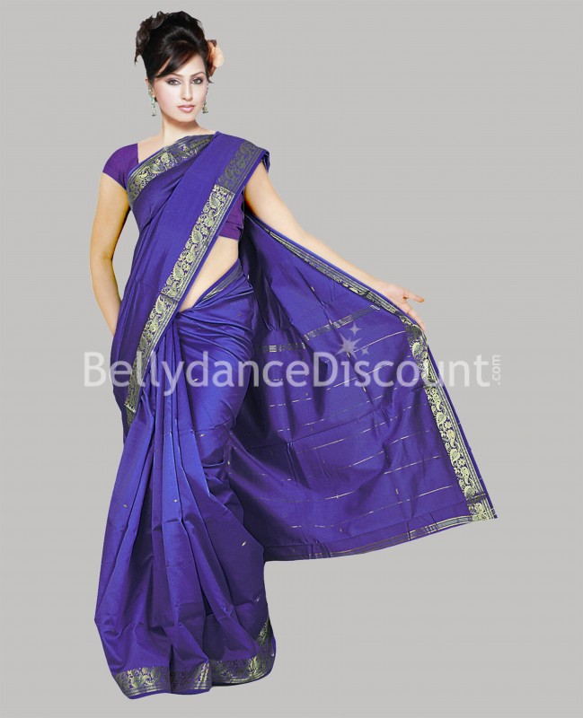 Sari de danse indienne violet et doré