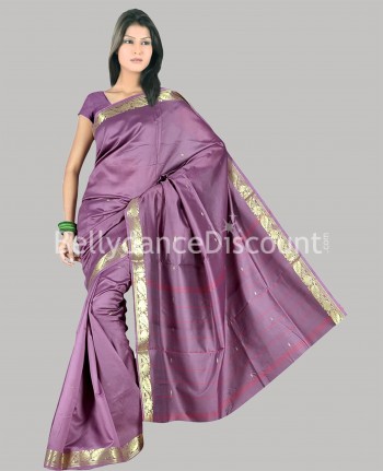 Sari de danse indienne parme et doré