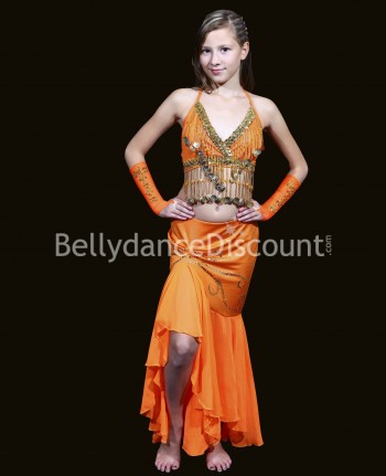 Mangas naranja de niña para danza del vientre