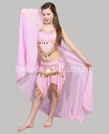 Costume enfant de danse orientale rose pâle
