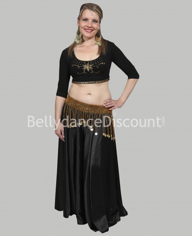 Jupe satin noir de danse orientale