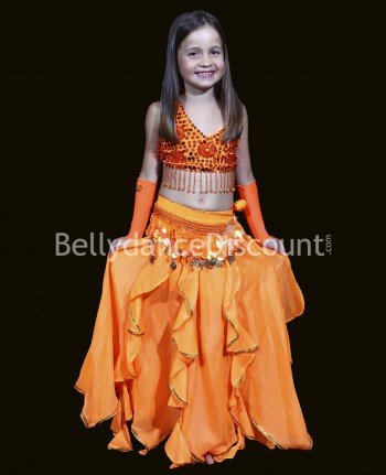 Rock für Kinder für den orientalischen Tanz in orange