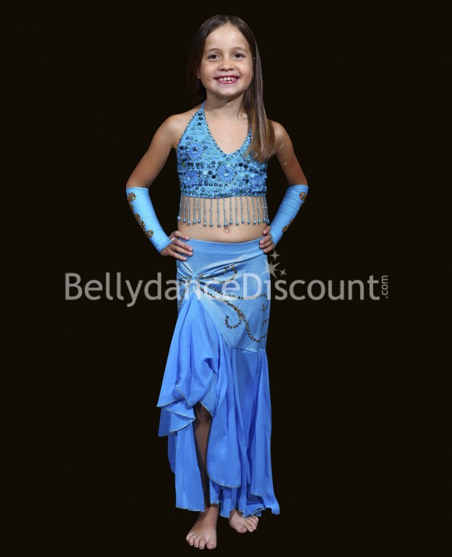 Falda azul clara para niña, ideal para danza del vientre 