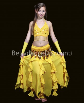 Rock für Kinder für den orientalischen Tanz in gelb