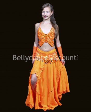 Falda naranja para niña,...