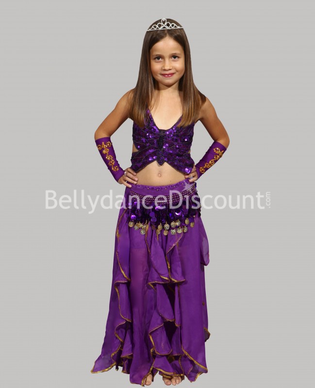 Falda violeta para niña, ideal para danza del vientre 