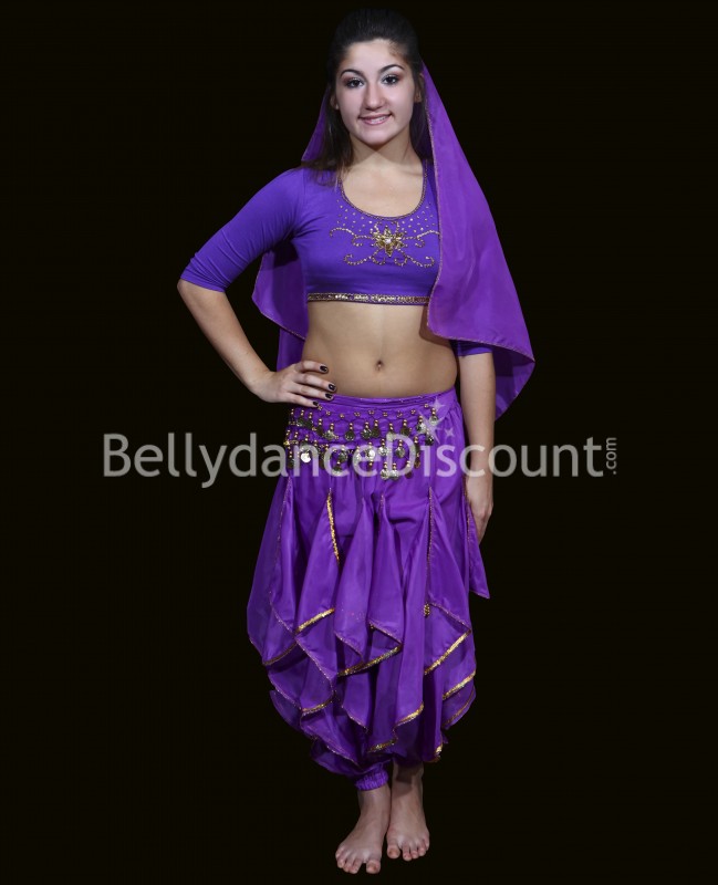 Cinturón violeta de danza del vientre para niña