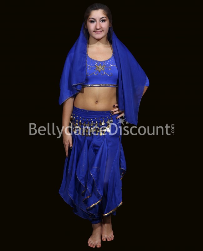 Pantalón Sarouel azul oscuro de danza oriental y Bollywood para niña