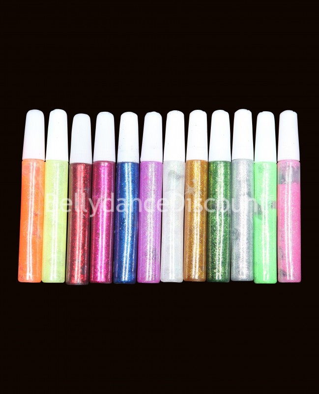 Set of 12 glitter gels for fabric