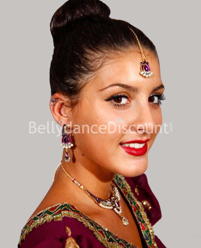 Conjunto de joyas de la India violeta Conjunto de joyas de la India violeta