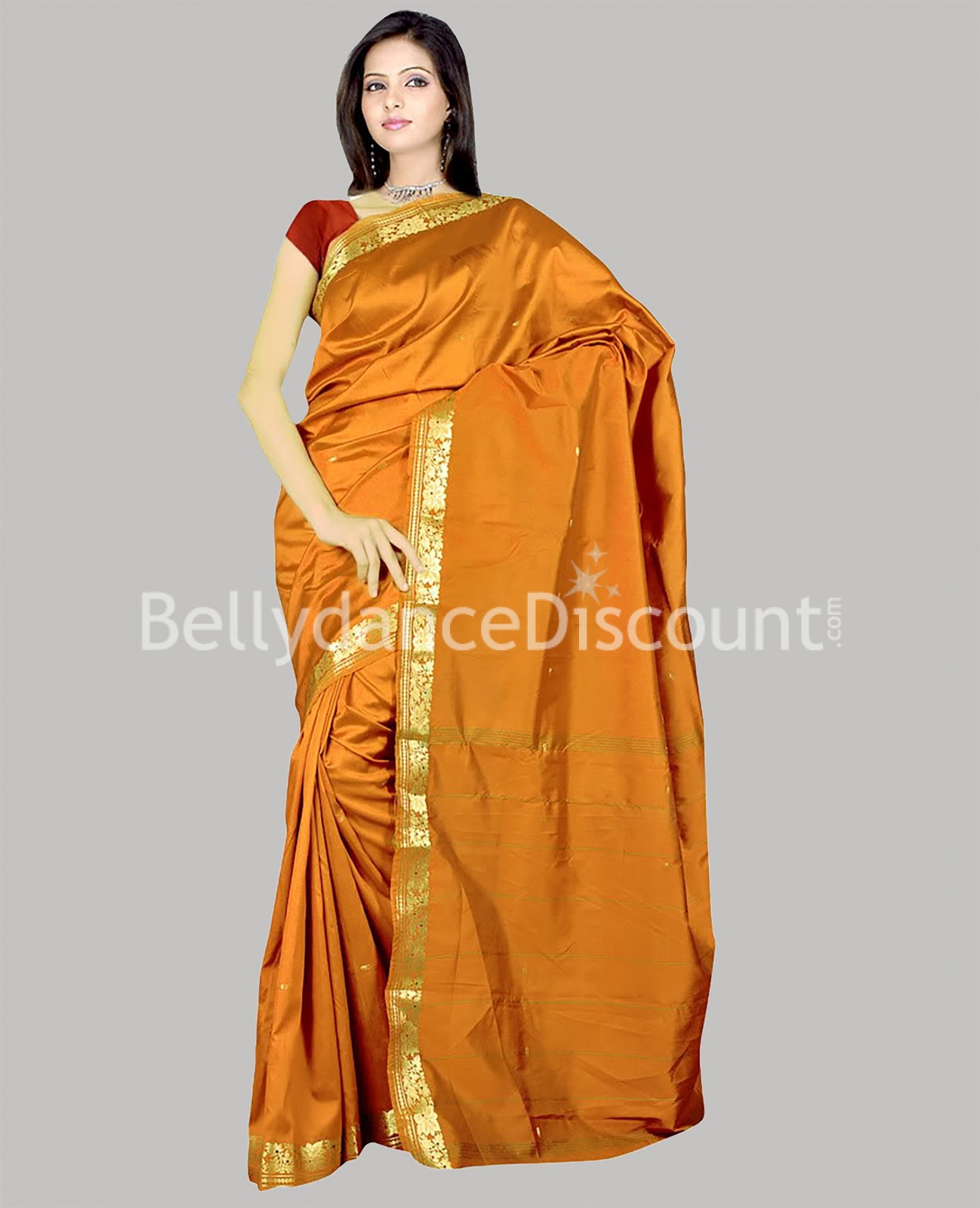 Sari de danse Bollywood ocre et doré Sari de danse Bollywood ocre et doré