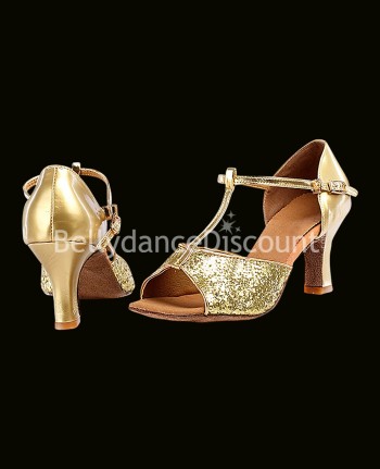 Chaussures de danse or et paillettes