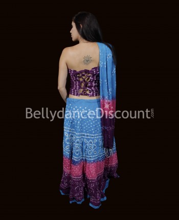 Indische Kleidung 3-teilig lila-blau-rosa