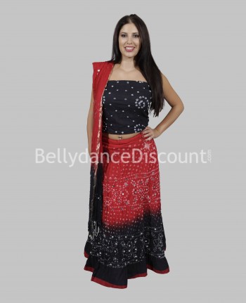 Vestito indiano 3 pezzi rosso-nero