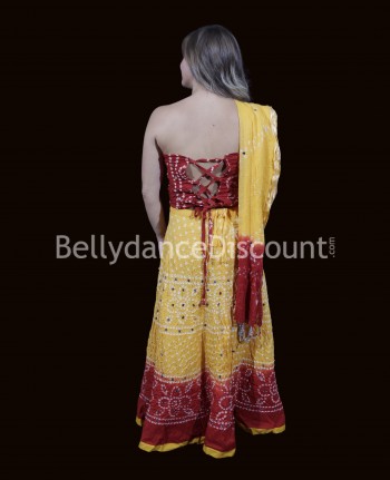 Vestito indiano 3 pezzi giallo-rosso