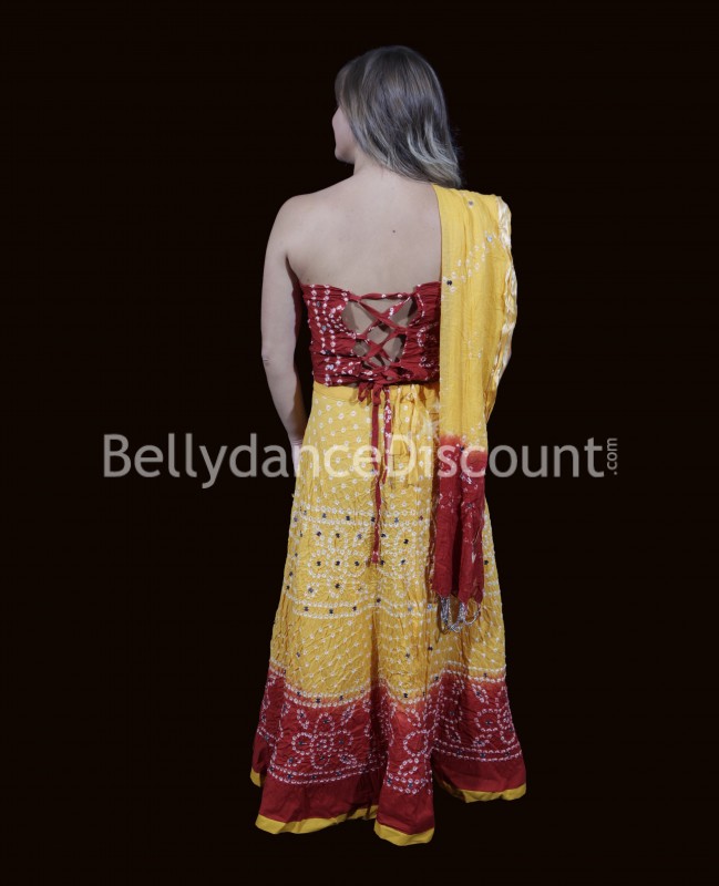 Indische Kleidung 3-teilig gelb-rot