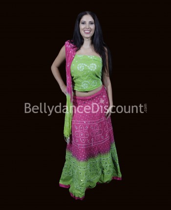 Indische Kleidung 3-teilig rosa-grün