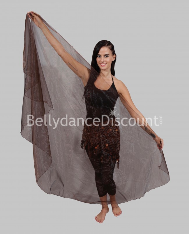 Transparent rounded Bellydance veil brown