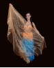 Velo circular transparente naranja para danza oriental