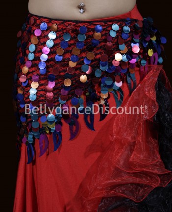 Bellydance scarf multicolor with sequins