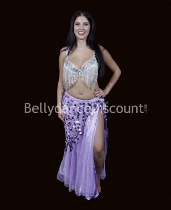Bellydance scarf light purple with sequins