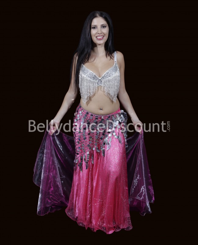 Bellydance scarf silver with sequins