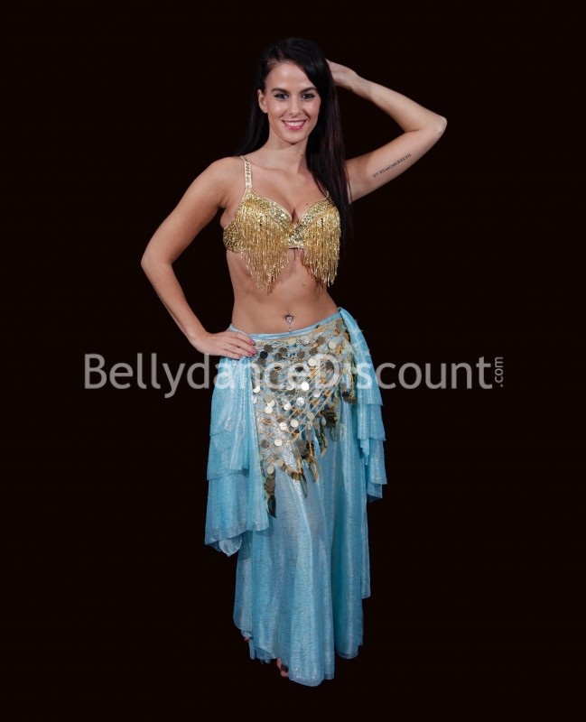 Foulard di danza del ventre dorato con pastiglie