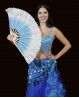 Grand éventail de danse orientale rose-bleu réversible
