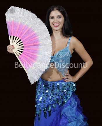 Großer umkehrbarer rosa-blauer Fächer für den orientalischen Tanz