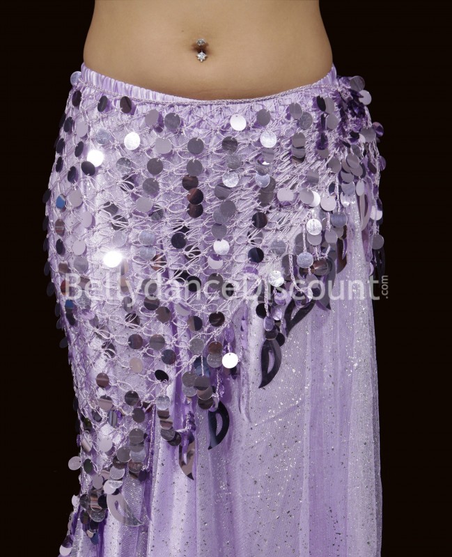 Bellydance scarf light purple with sequins