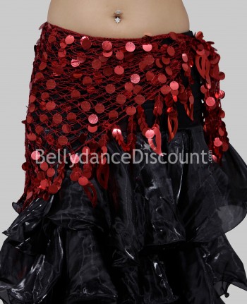 Bellydance scarf red with sequins