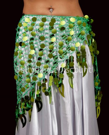 Schal für den orientalischen Tanz in Grün mit Pastillen