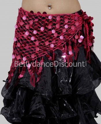 Bellydance scarf fuchsia with sequins