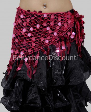 Foulard filet de danse orientale rose à pastilles