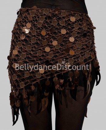 Bellydance scarf brown with sequins