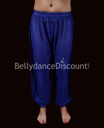 Transparent Bellydance sarouel pants dark blue with slits