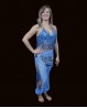 Sarouel azzurro di danza del ventre trasparente con spacchi