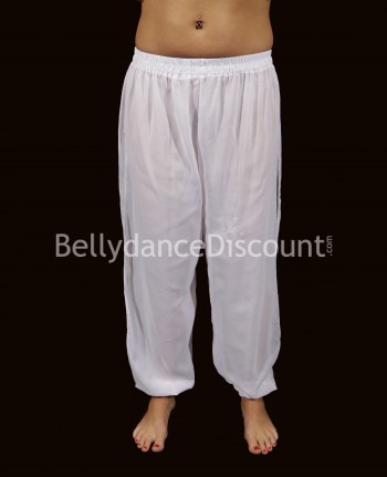 Transparent Bellydance sarouel pants white with slits