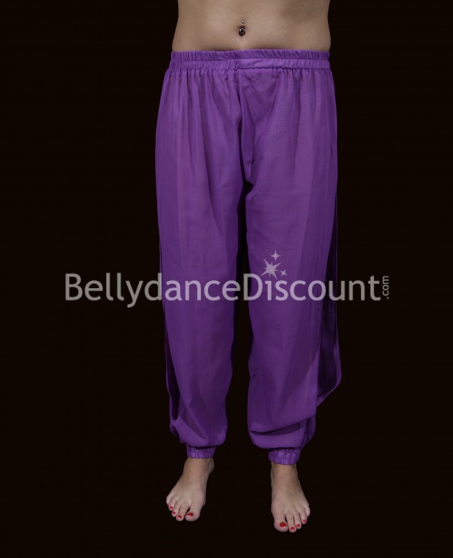 Transparent Bellydance sarouel pants purple with slits