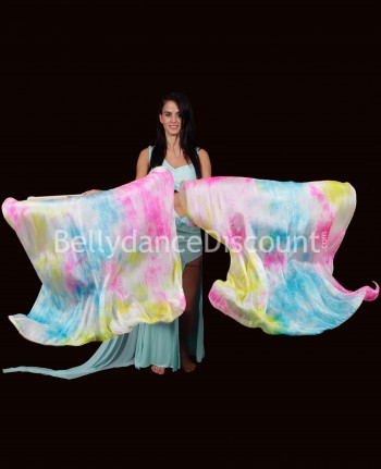Ventagli di danza del ventre pura seta multicolori