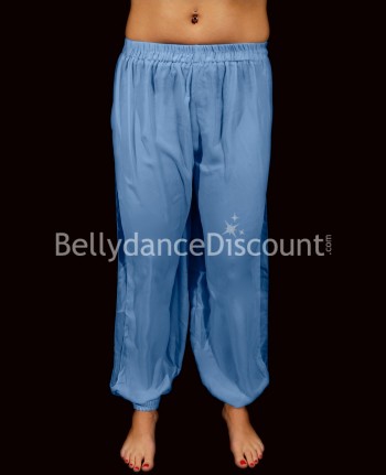 Transparent Bellydance sarouel pants light blue with slits