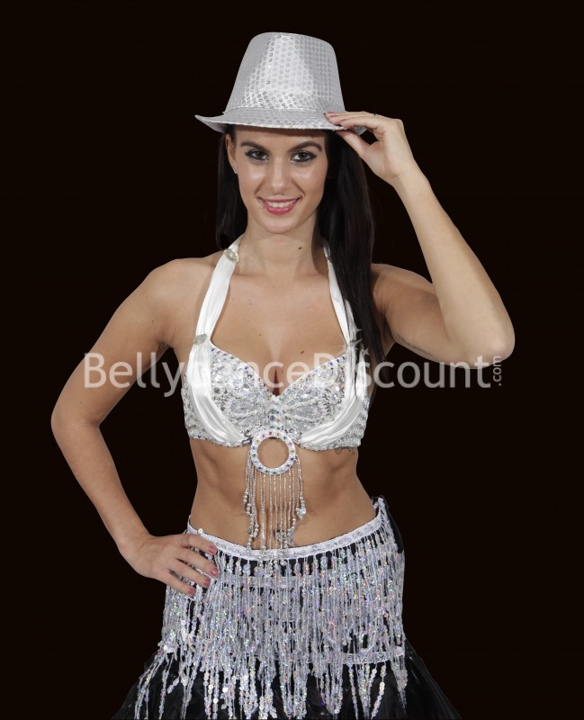 Chapeau argenté à paillettes