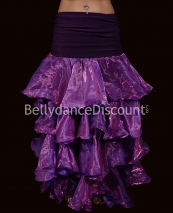 Falda violeta con volantes para Danza Oriental en organza