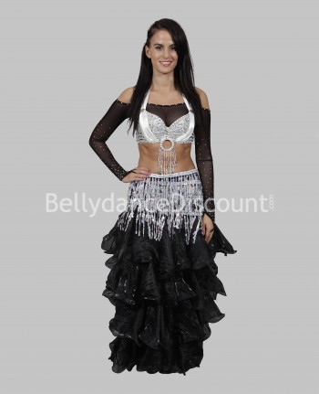 Rock für den orientalischen Tanz in Schwarz aus Organza und mit Verschleierungen