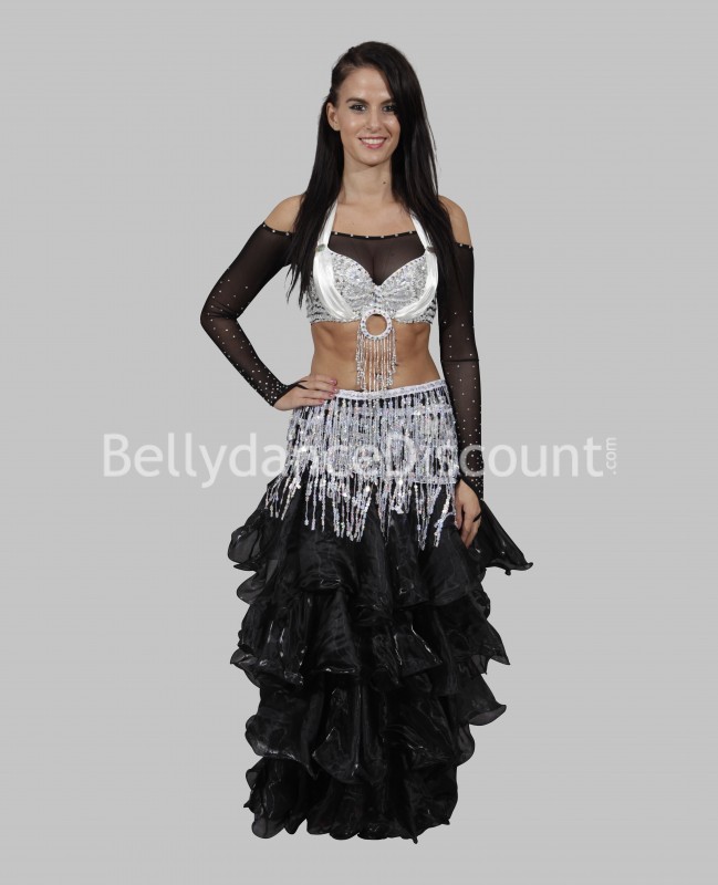 Rock für den orientalischen Tanz in Schwarz aus Organza und mit Verschleierungen