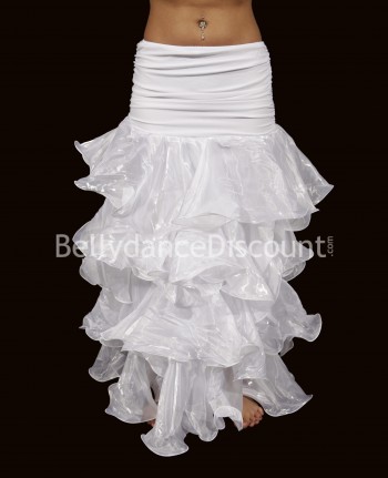 Falda blanca con volantes para Danza Oriental en organza